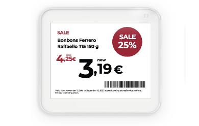 Etiqueta eletrónica em prateleira