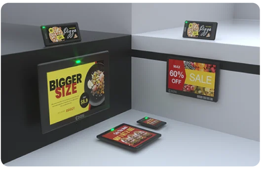 Ampla gama de cores e tamanhos para etiquetas digitais